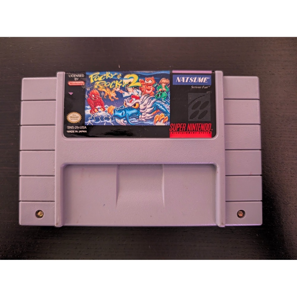 Pocky & Rocky 2 SNES Super Nintendo Natsume SNS-29-USA Rare Tested Working